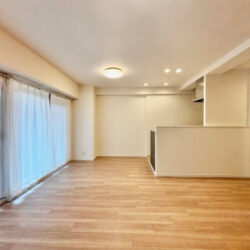 テラスからの採光で明るいLDK居間